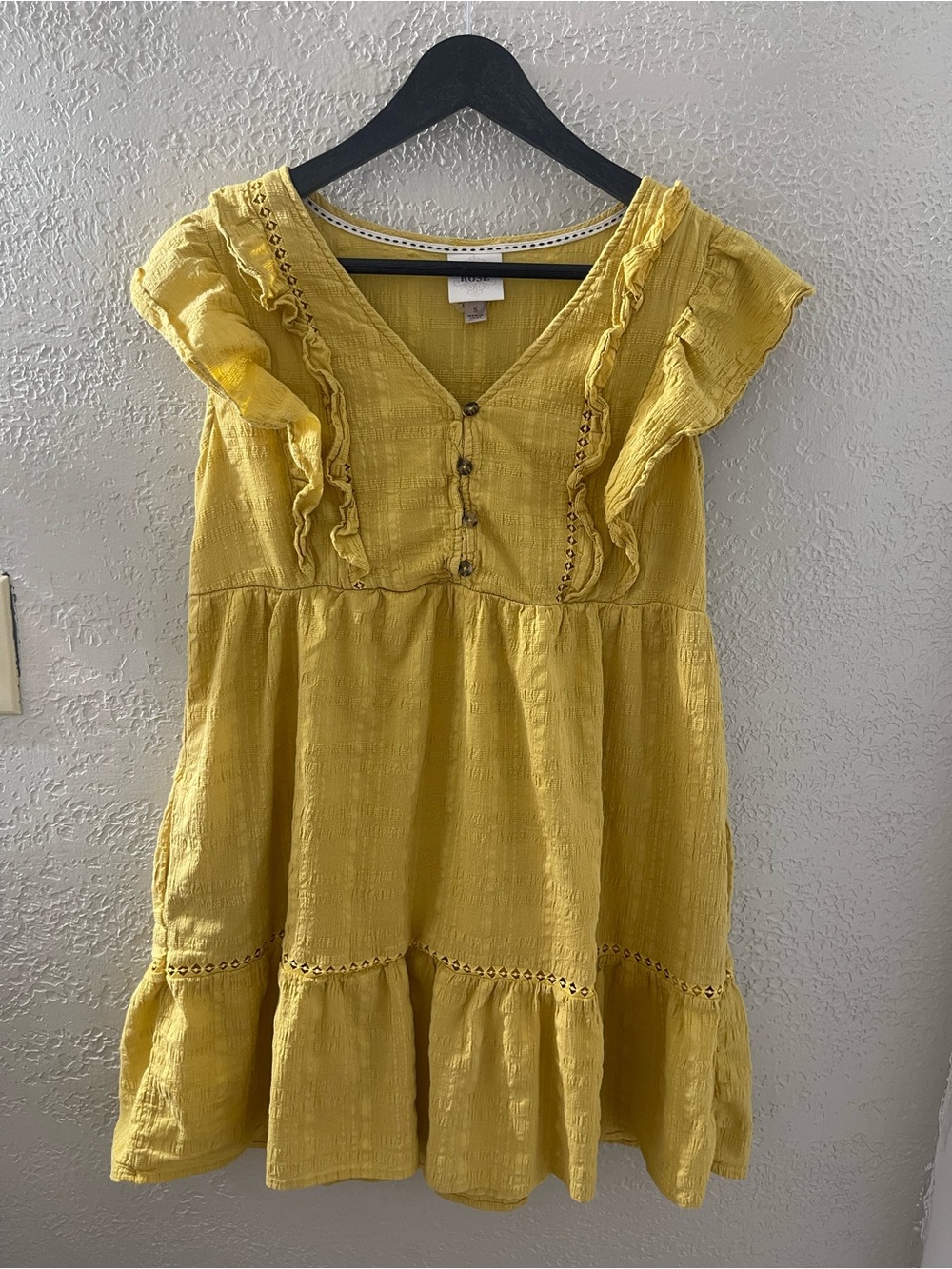 Knox Rose‎ Summer Yellow Ruffle Mini Babydoll Dress Small